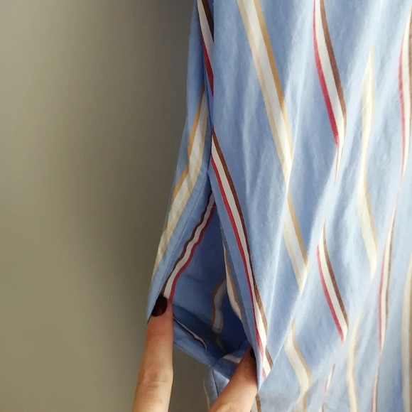 & Other Stories Striped Lyocell A-Line Midi Short Sleeve Shirt Dress Oversize 6 - Picture 9 of 15